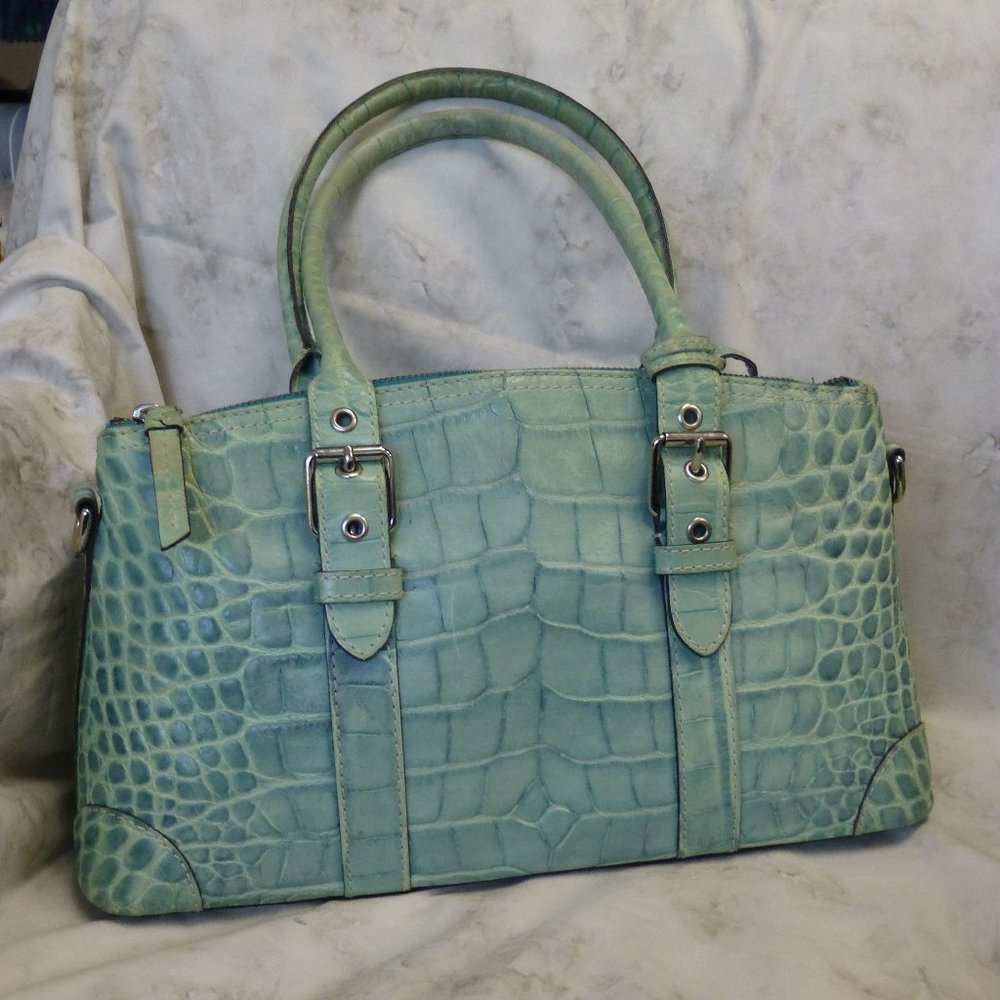 Dooney & Bourke Turquoise Crock Embossed handbag